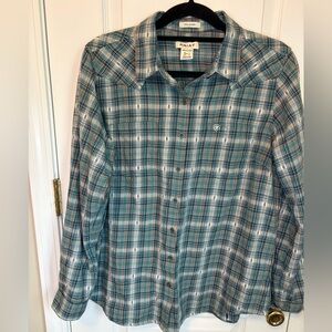 Ariat Plaid Button Down Shirt Women’s Large Relaxed Western Flannel